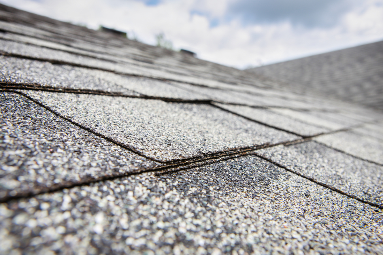 Close up of roof shingles
